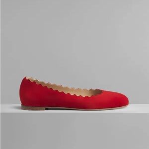 Chloe Red Suede Women's Flats, new without box